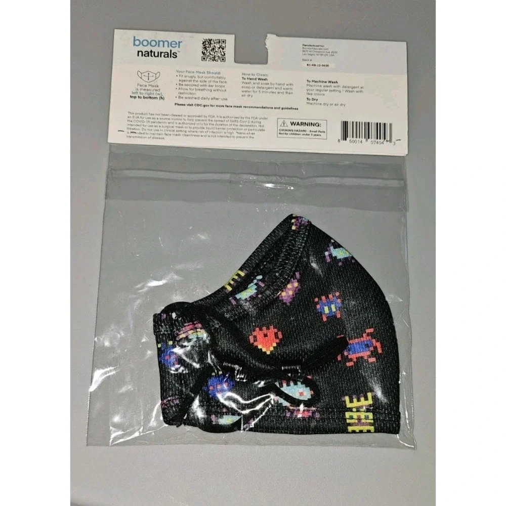 Boomer Naturals Reusable Face Mask Alien Invadors Kids 8-12Yrs Boys #587-592